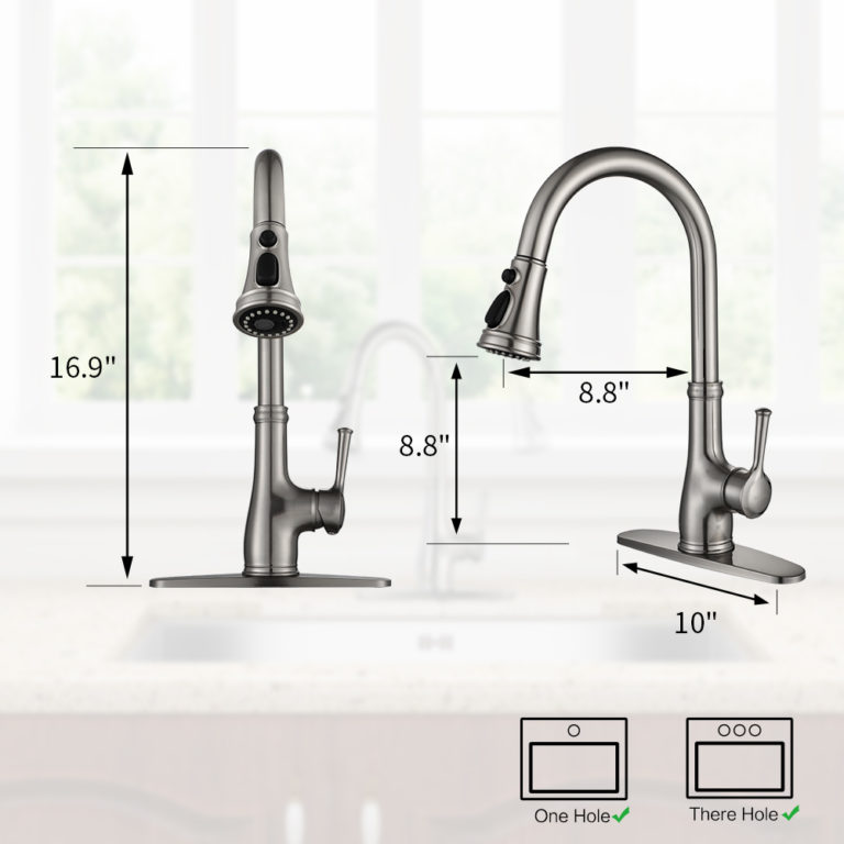 WEWE Single Handle High Arc Brushed Nickel Pull Out Kitchen Faucet