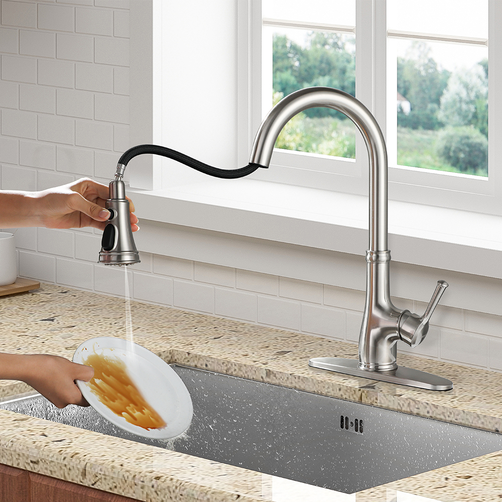 Stainless Steel 1 Handle Pull Down Kitchen Faucet
