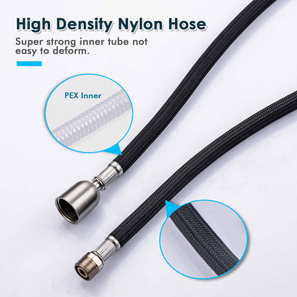 Kitchen Sink Pulldown Faucet Black Braided Replacement PullOut Head