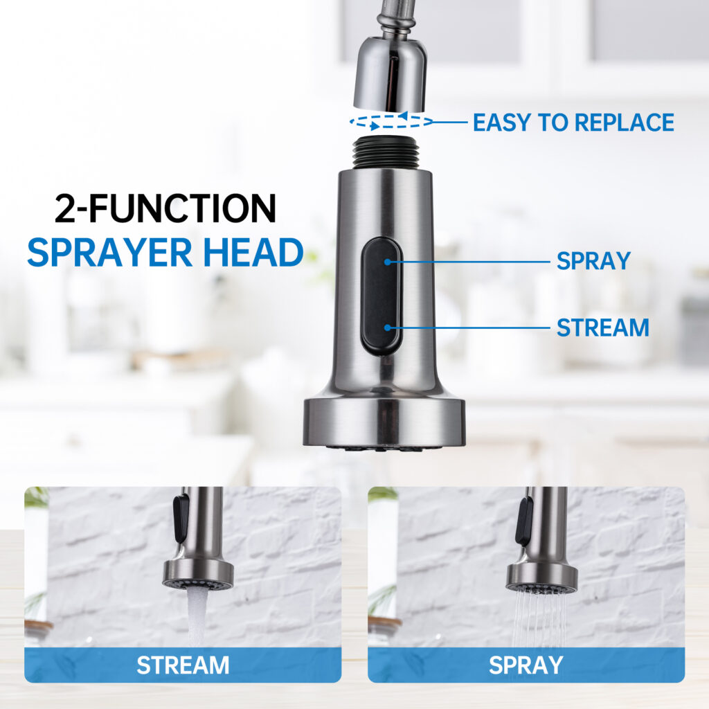 Pull Down Faucet Spray Head Replacement for WEWE Kitchen Faucet Stream