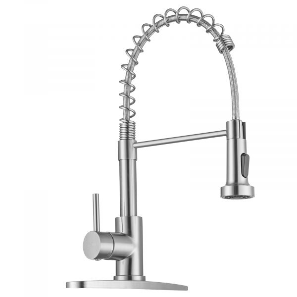 WEWE Kitchen Faucets, Brushed Nickel Kitchen Faucet with Pull Down ...